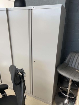 Lot 4435 - Bisley two door grey office stationery cupboard