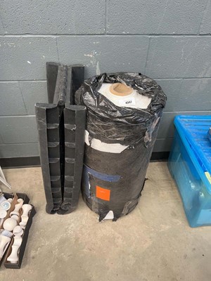 Lot 4347 - Plastic folding loading ramp & roll of plastic...