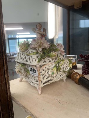 Lot 5002 - Continental porcelain container and cover with...