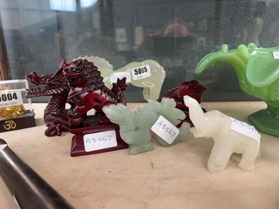 Lot 5005 - Group Jadeite and resin eastern style ornaments