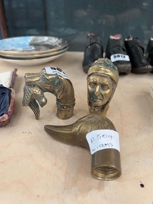 Lot 5011 - 3 brass walking stick handles