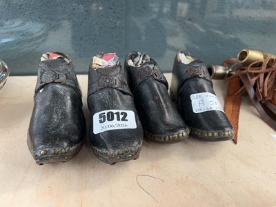Lot 5012 - 2 pairs of Victorian leather work children's...