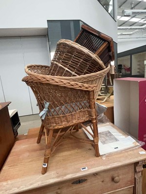 Lot 5095 - Wicker work chair with various similar baskets