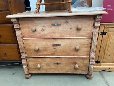 Lot 5097 - Stripped pine chest of 3 drawers