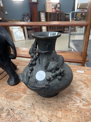 Lot 5105 - Cast metal vase, relief decorated with...