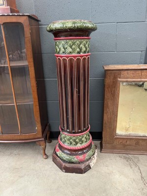 Lot 5027 - Majolica style jardinière stand modelled as a...