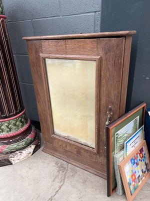 Lot 5028 - Oak mirrored single door cabinet