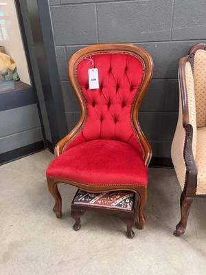 Lot 5036 - Mahogany button back nursing chair together...
