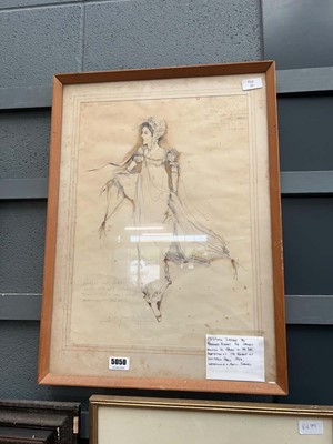 Lot 5050 - Pencil and ink costume design by Raymond...