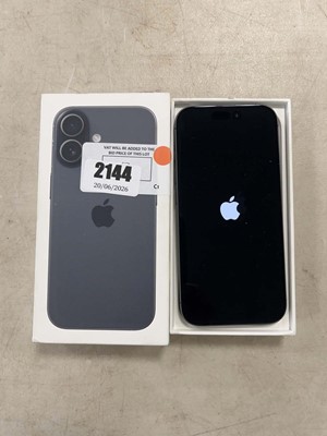 Lot 2144 - Boxed Apple iPhone 17 in black, 256GB. Model...