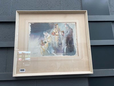 Lot 5060 - Watercolour of 3 wise Kings signed J Keenan...