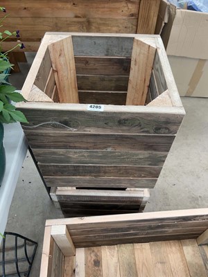 Lot 4205 - 2 square wooden garden planters