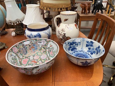 Lot 5132 - Large Chinese punch bowl together with an...