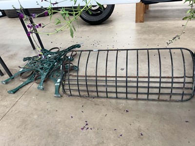 Lot 4206 - Cast iron pot holder, wall planter/hayrack and...