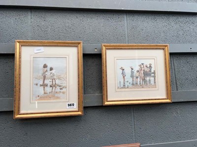 Lot 5072 - 2 lithographic prints of children at the beach