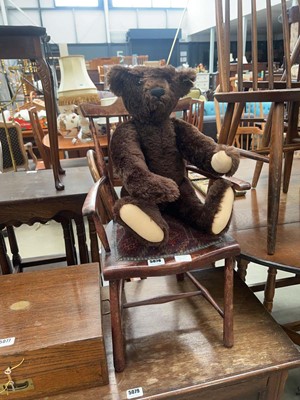 Lot 5078 - Steiff growler bear of child's miniature chair