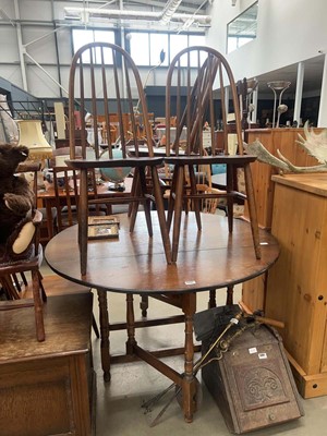 Lot 5080 - Oak gate leg dining table together with 4...