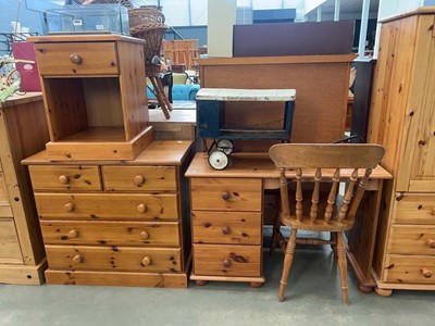 Lot 5086 - Pine dressing table, chest of drawers, bedside...