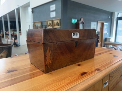 Lot 5087 - Georgian mahogany satin wood tea caddy