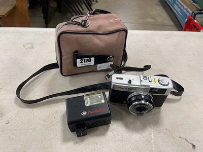 Lot 2170 - Olympus Trip 35 camera along with flash, film...