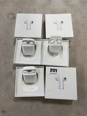 Lot 2171 - Three boxed pairs of Apple Airpods 2nd...