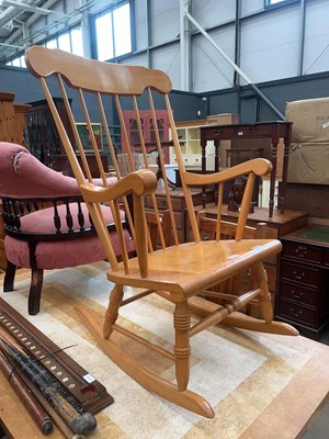 Lot 5223 - Beech spindle back rocking chair