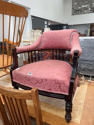 Lot 5224 - Edwardian tub chair with salmon pink upholstery