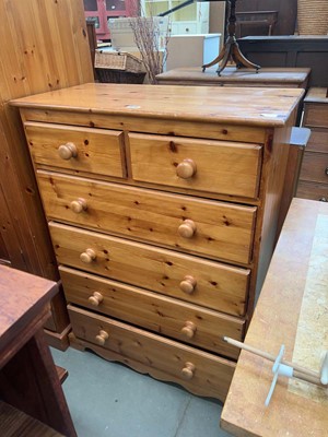 Lot 5226 - Pine wardrobe with similar chest of drawers