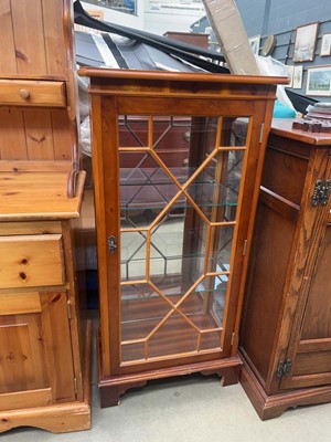 Lot 5229 - Yew and glazed single door display cabinet