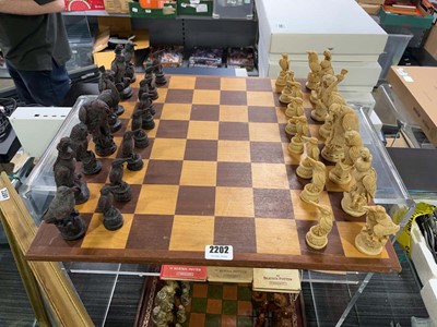 Lot 2202 - Chess set containing resin bird pieces