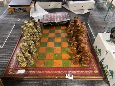 Lot 2203 - Chess set containing animal chess pieces along...