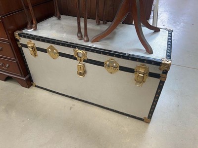 Lot 5245 - Grey and brass bound trunk