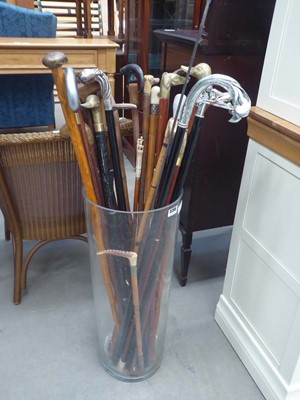 Lot 5269 - Glass stick stand containing a selection of...