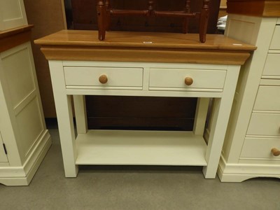 Lot 5271 - Cream painted and oak finished console table