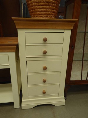 Lot 5272 - Cream painted and oak finished chest of drawers