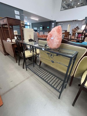 Lot 5168 - Black metalwork and glazed console table