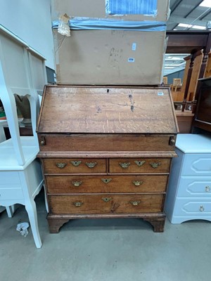 Lot 5251 - Georgian oak bureau with full front and 4 drawers