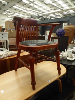 Lot 5283 - Oak and upholstered captain's chair