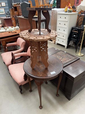 Lot 5180 - Oak circular occasional table together with a...