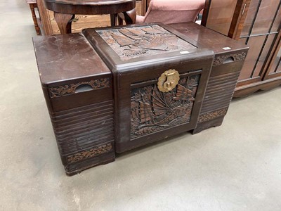 Lot 5181 - Camphor wood relief carved trunk