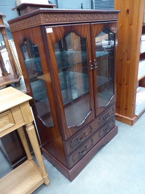 Lot 5295 - Reproduction mahogany display/hifi cabinet