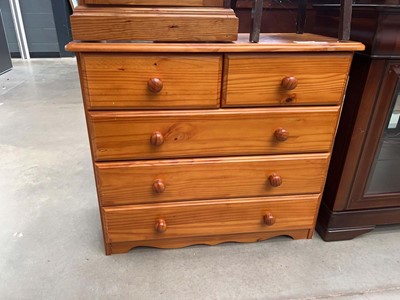 Lot 5193 - Pine chest of 2 short over 3 long drawers