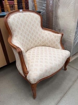 Lot 5198 - Mahogany framed and floral upholstered open...
