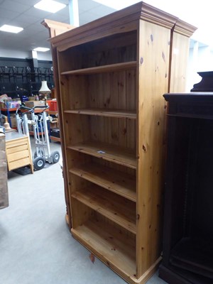 Lot 5306 - Pair of pine open fronted bookcases
