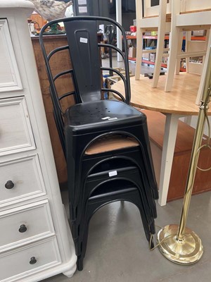 Lot 5202 - Stack of 4 French style black bistro chairs