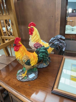 Lot 5211 - 2 resin modeled as cockerels