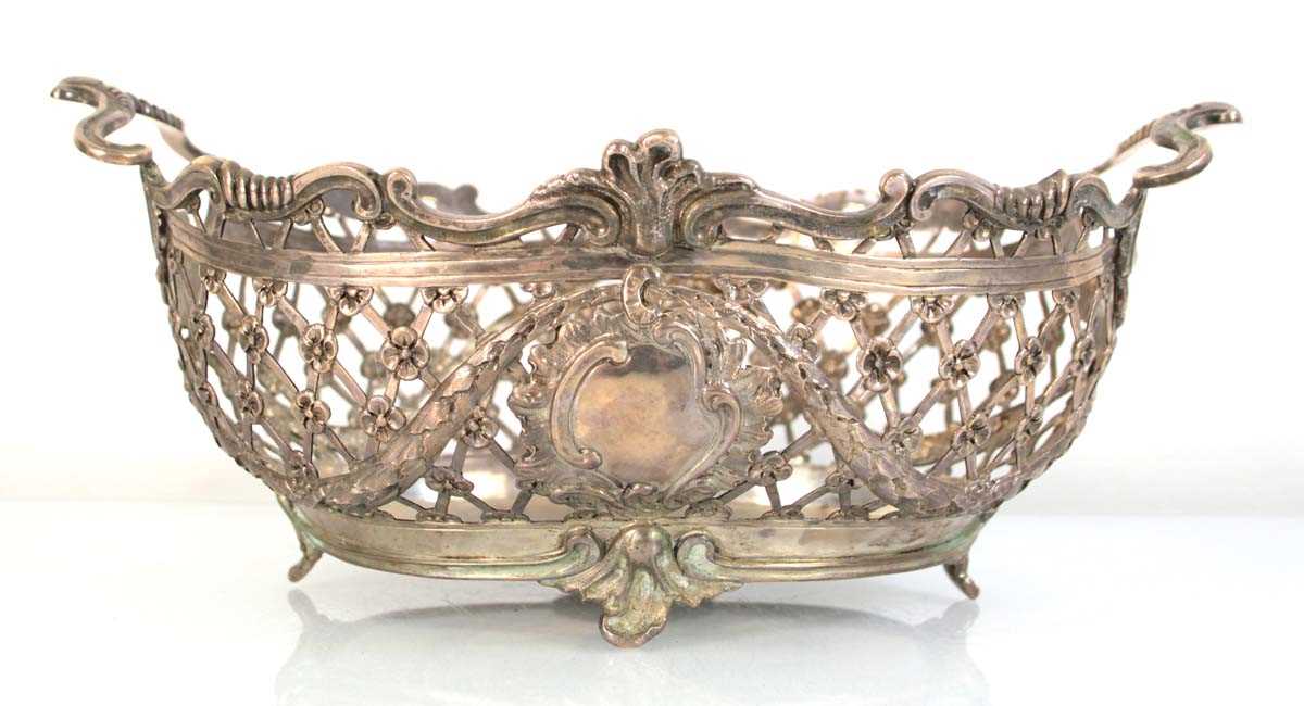 Lot 257 - A Victorian two handled basket of oval form...