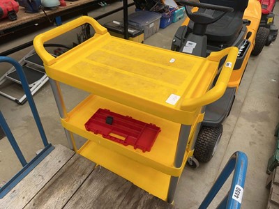 Lot 4491 - 3-shelved plastic mobile trolley in yellow