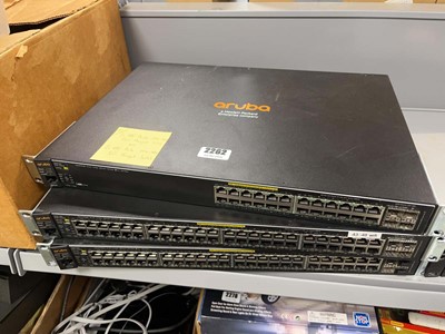 Lot 2262 - HPE Aruba 2530-24G PoE managed switch and two...