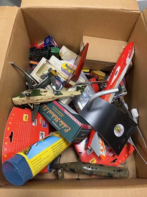 Lot 2263 - Four boxes containing diecast cars, army...